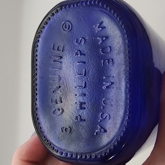 Vintage Genuine Phillips Cobalt Blue Large Bottle 9" - Picture 6 of 7